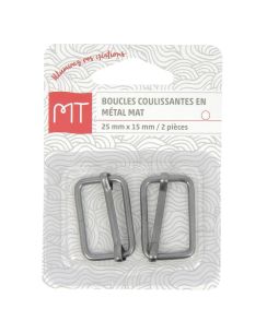  Boucles coulissantes en métal 25 mm nickel mat