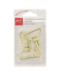 Mousqueton finition demi anneau en métal 30 mm 2 pcs or