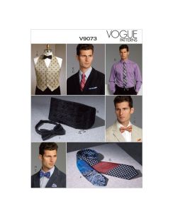 Patron Vogue 9073OSZ ensemble accessoires mariage homme - gilet, ceinture écharpe, pochette et cravates