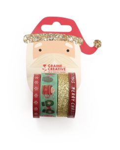 4 masking tape noël 3x5 m - glitter 1 m