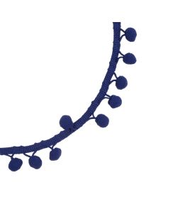 Galon pompons bleu royal 1 cm