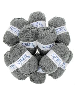 Lot de 10 pelotes de fil à tricoter Azurite 50g 100% acrylique - Col. 3074 Gris Moyen 