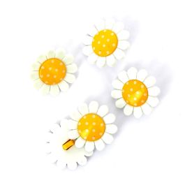 Boutons Fantaisie Fleur Marguerite à Pois - 23 Mm - Lot De 6, Polyester, Pour Couture Et Customisation