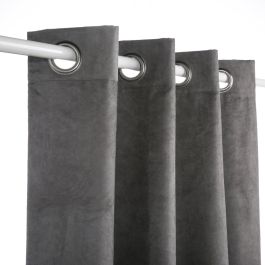 Rideau Thermique Suédine Doublé Polaire - Gris Anthracite 140x240 Cm - Prêt à Poser