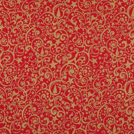 Tissu de Noël cretonne arabesques rouge