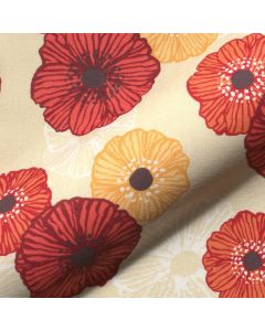 Tissu bachette imprimé coquelicot naïf rouge