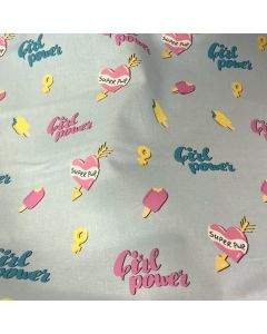 Tissu coton GirlPower bleu