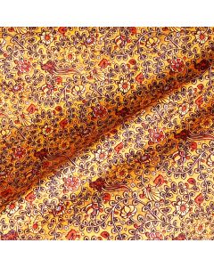 Tissu coton enduit imprimé fleurs indiennes orange