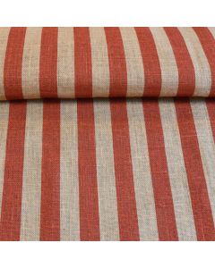 Tissu jute rayure terracotta