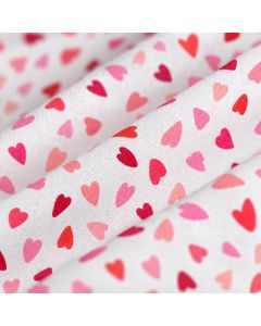 Tissu cretonne coton blanc cœurs 4 couleurs