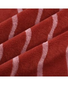 Tissu éponge bambou rayure fine lie de vin rose
