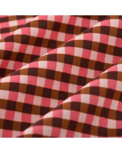 Tissu cretonne enduite vichy marron rose 