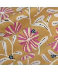 Tissu cretonne Fleray coccinelle camel 