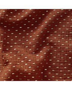 Tissu Double gaze glitter foil trait doré rouge