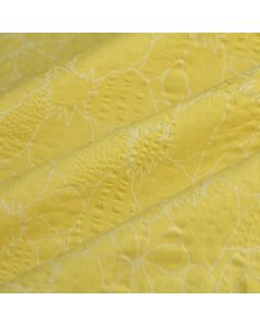 Tissu voile coton gaufré floral jaune