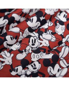 Tissu cretonne licence Mickey Mouse rouge 