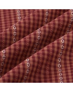 Tissu vichy brodé bordeaux