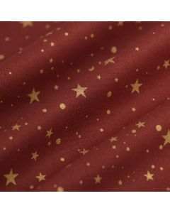 Tissu cretonne de Noël petite étoile or rouge 