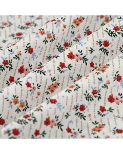 Tissu cretonne mini fleurs rayures multicolore