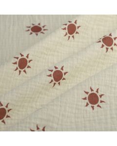 Tissu double gaze soleil marron beige