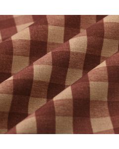 Tissu bachette lin coton vichy naturel bordeaux 