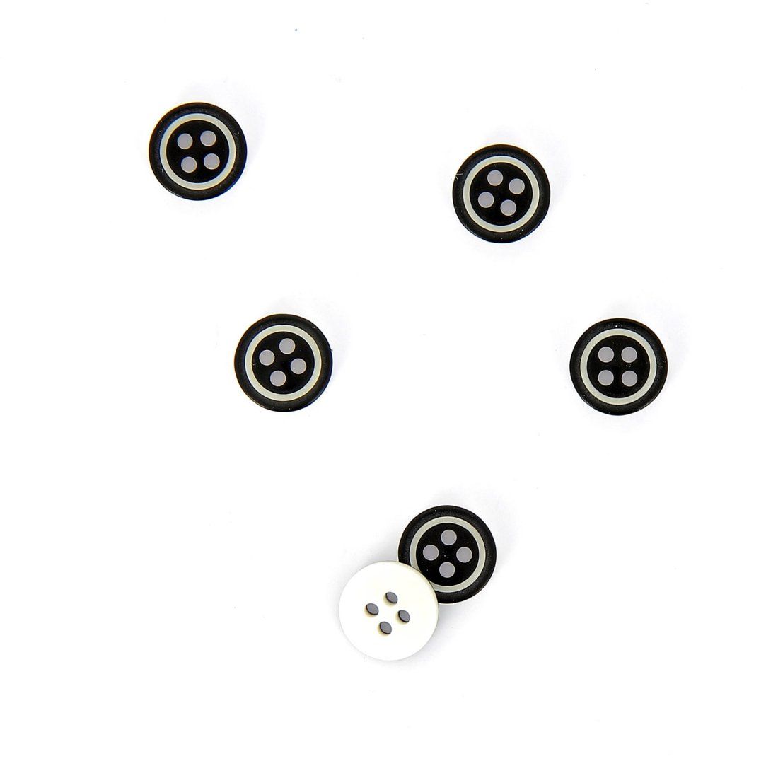 Lot De 50 Boutons Plats 6mm – 2 Trous – Noir & Blanc – Pour Scrapbooking, Couture, Mercerie