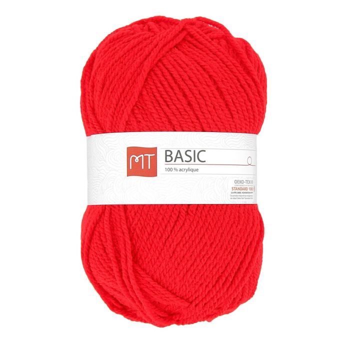 Pelote de fil à tricoter MT basic rouge