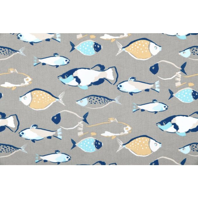 Coupon De Tissu Coton Motif Petits Poissons – 48x73 Cm, Pour Couture Et Créations