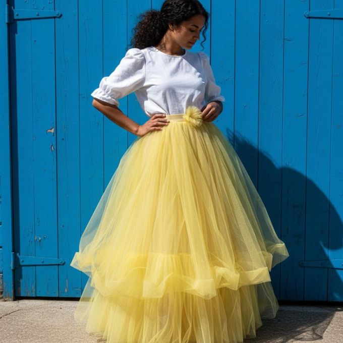 Tulle Semi-rigide Jaune 140 Cm De Large - Vente Au Mètre (non Feu)