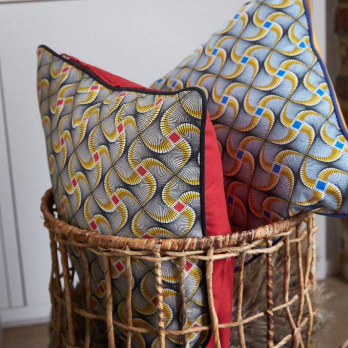Tissu Africain Imprimé En Coton 100% - Largeur 115cm (45") - Vente Au Mètre - Multicolore (bleu)