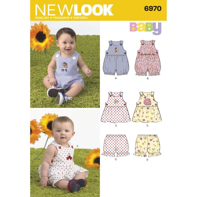 Patron New Look 6970 barboteuse robe culotte bébé