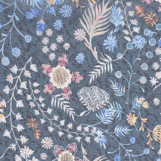 Lot De 6 Boutons En Tissu Liberty - Fleurs Bleu Blanc Rose, Pour Couture Et Customisation