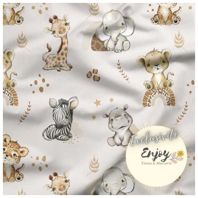 Tissu 100% Coton Pour Enfant Au Mètre Motif Animaux 100 X 160 Cm 1 M