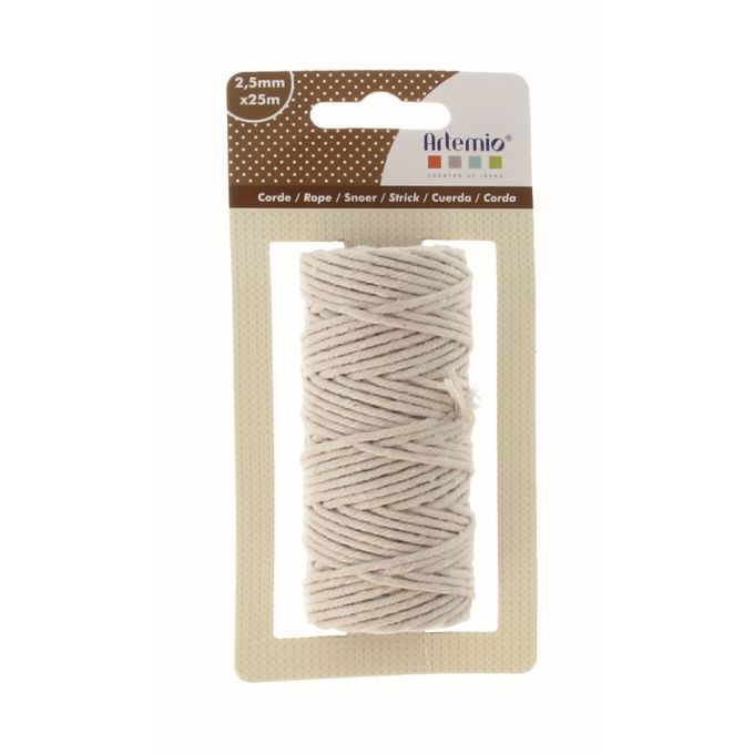 Bobine De Fil à Tisser En Coton Tressé - 2mm, 200g, Couleur Blanc Crème - Neuf
