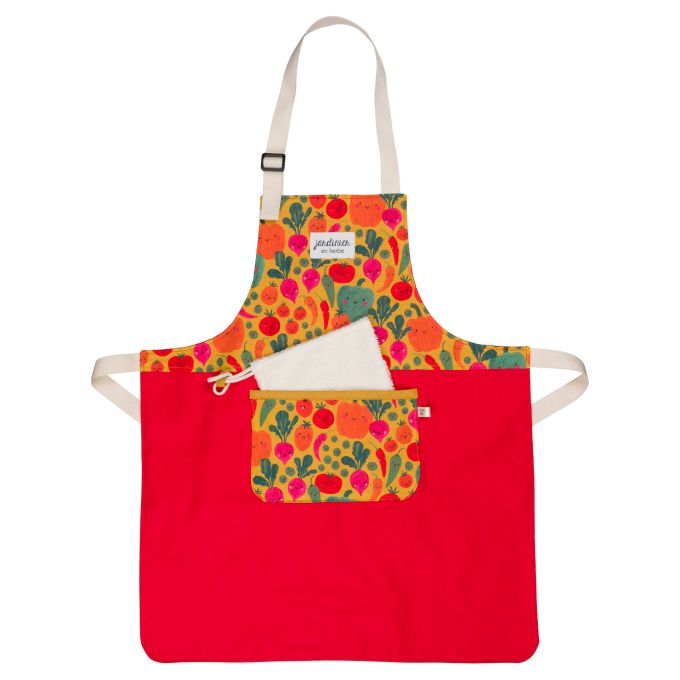 Kit couture tablier enfant jardinier en herbe (4-8 ans) dashwood rouge