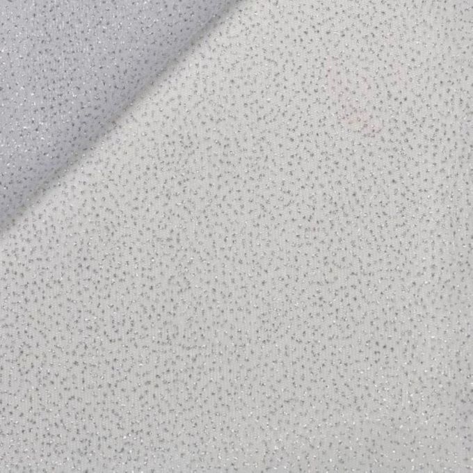 Tissu tulle blanc paillettes argentées