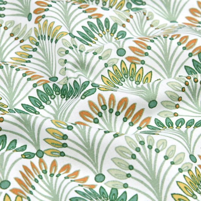 Tissu Coton Drap Vert Imprimé Fruits - Occasion - Pour Couture, DIY, Patchwork - Fabriqué En France