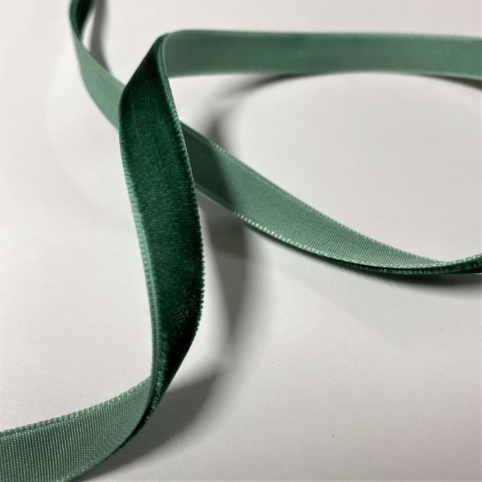 Ruban De Velours Vert Foncé-Doré - 1 M X 22 Mm - Vendu Au Mètre - En