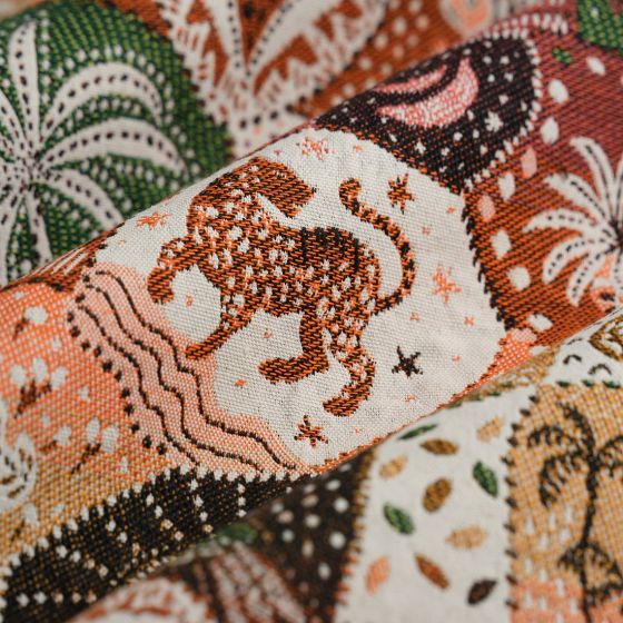 Tissu jacquard Yucatan orange vert