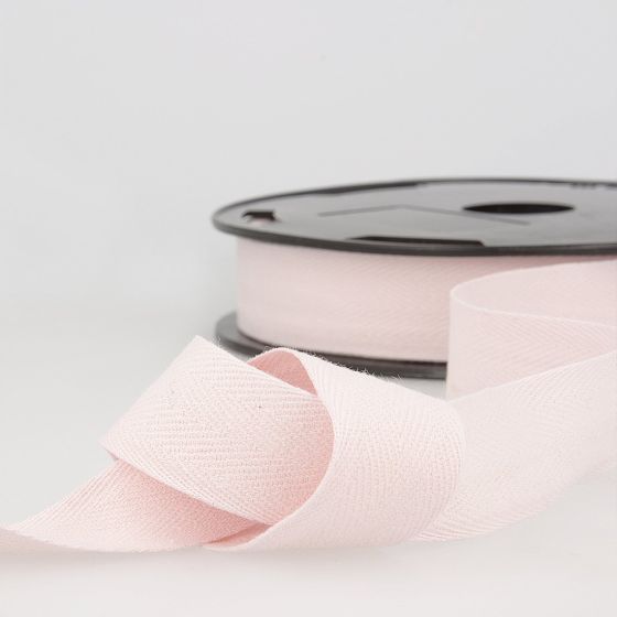 Ruban chevrons coton épais 20mm rose pâle