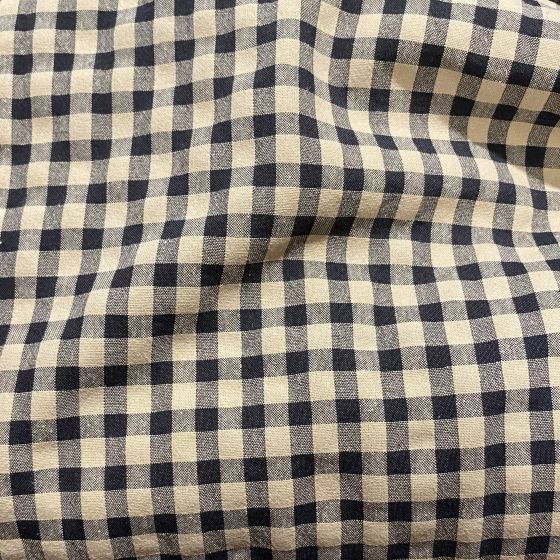 Tissu seersucker vichy beige et anthra 7mm recyclé