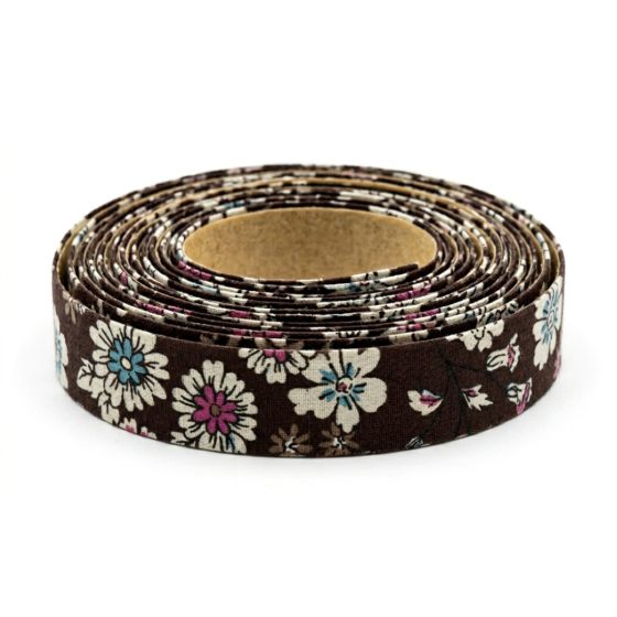Ruban thermocollant 15mmx2m fleuri marron chocolat