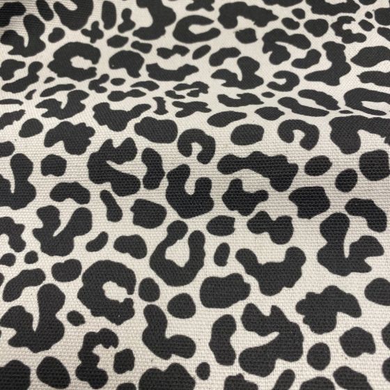 Tissu bachette coton linenlook tâcheté léopard graphique beige