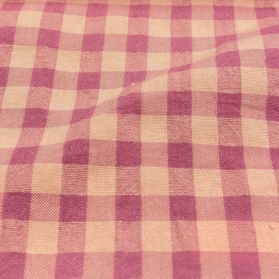 Tissu seersucker vichy nude et orchidée 7mm recyclé