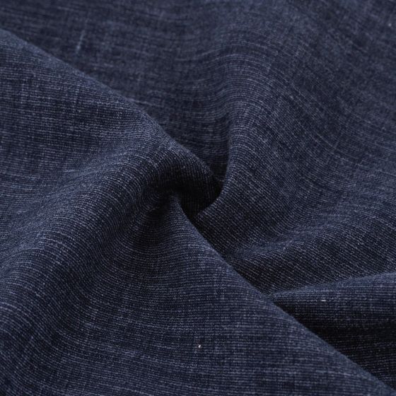Toile chinée lin mélangé stretch marine - Origine France
