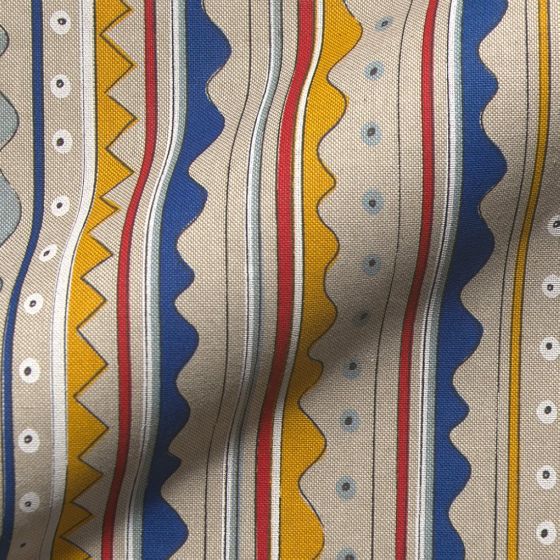 Tissu coton épais bachette effet lin motifs éthniques