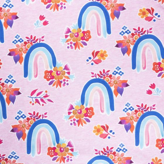 Tissu jersey coton bio arc en ciel rose Albstoffe