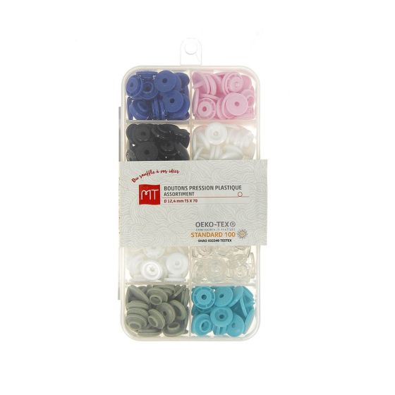 Boîte de 72 boutons pression MT couleurs assorties