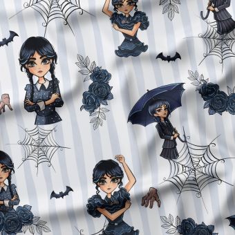 Tissu French Terry "Mercredi" – toile premium – motif Halloween