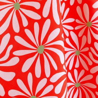 FLOWER BEACH ROUGE TISSU IMPERMEABLE AU METRE